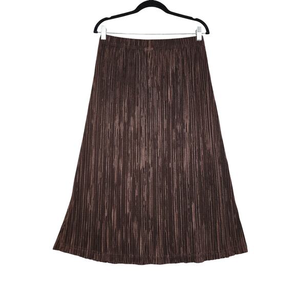 BonWorth Womens Vintage Pleated Slinky Midi Skirt Size Small Petite Brown A Line - Picture 4 of 11